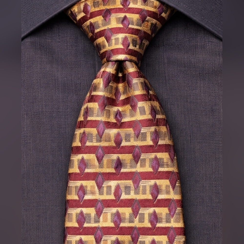 Silk Tie Handmade Italian Purple Burgundy Gold